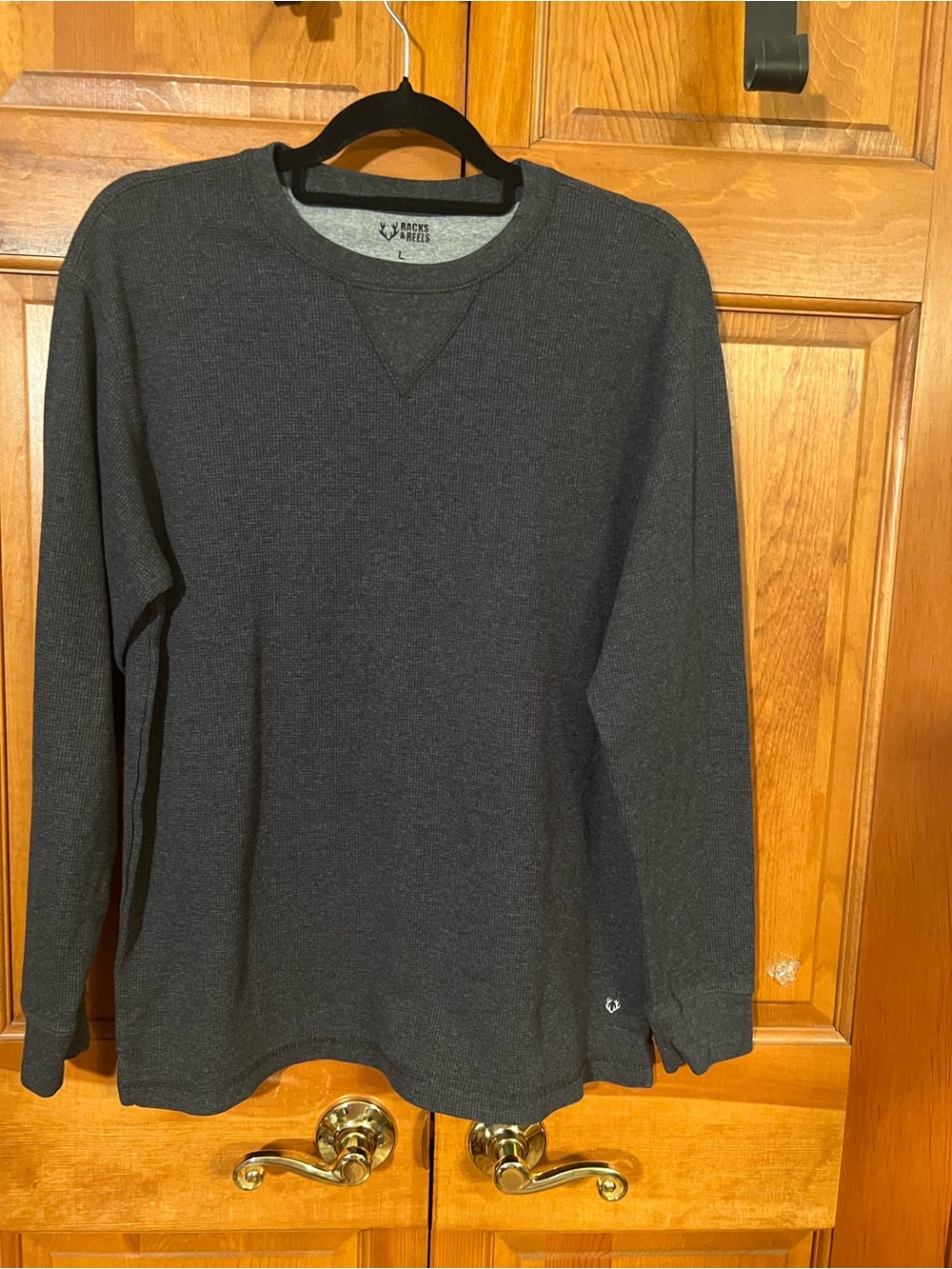 Black Waffle Crewneck Long-Sleeve Shirt